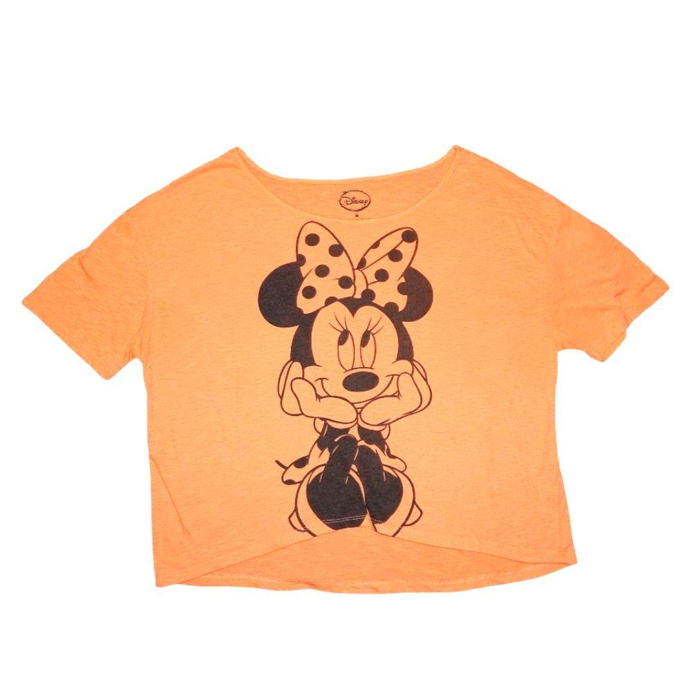 Disney Minnie Mouse Sheer Hi‑Low T‑Shirt Women’s Juniors Medium Peach